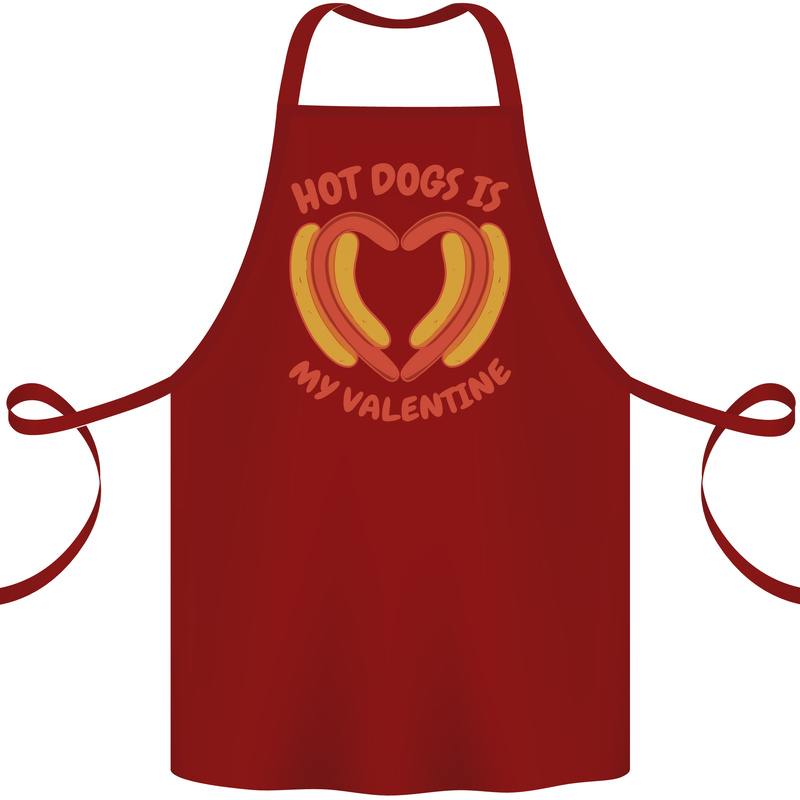 Hot Dog Anti Valentines Day Single Funny Cotton Apron 100% Organic Maroon