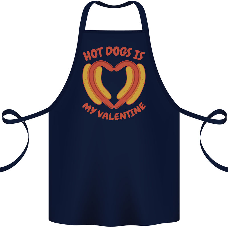 Hot Dog Anti Valentines Day Single Funny Cotton Apron 100% Organic Navy Blue