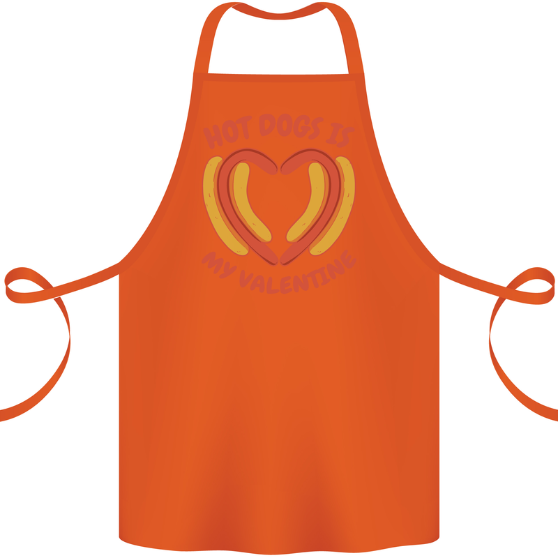 Hot Dog Anti Valentines Day Single Funny Cotton Apron 100% Organic Orange