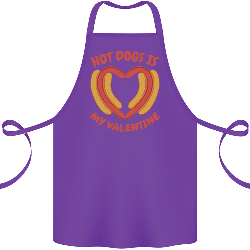 Hot Dog Anti Valentines Day Single Funny Cotton Apron 100% Organic Purple