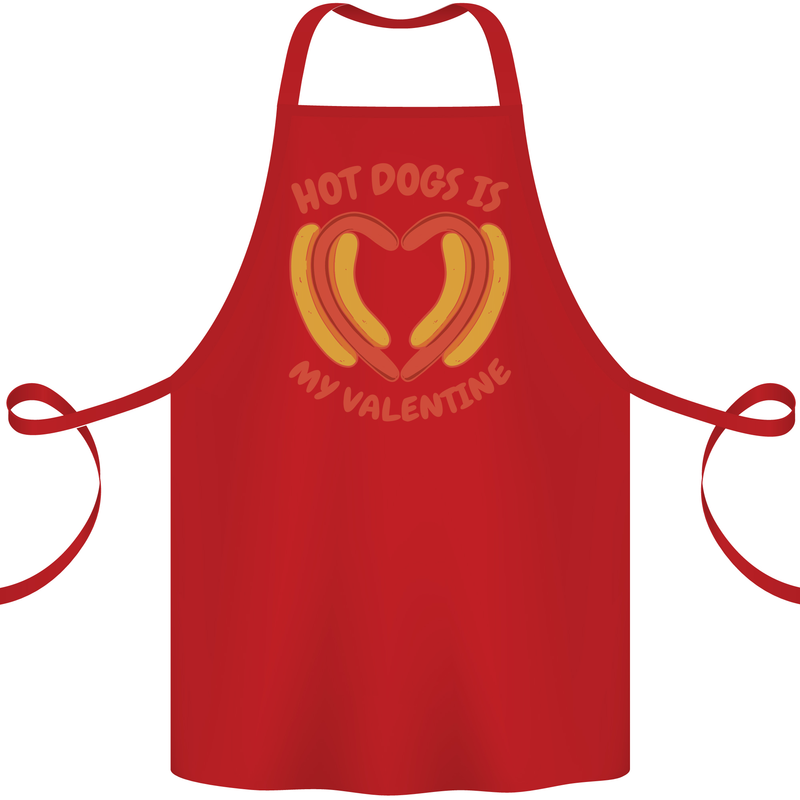 Hot Dog Anti Valentines Day Single Funny Cotton Apron 100% Organic Red