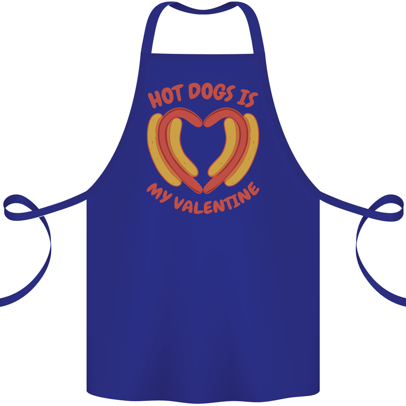 Hot Dog Anti Valentines Day Single Funny Cotton Apron 100% Organic Royal Blue