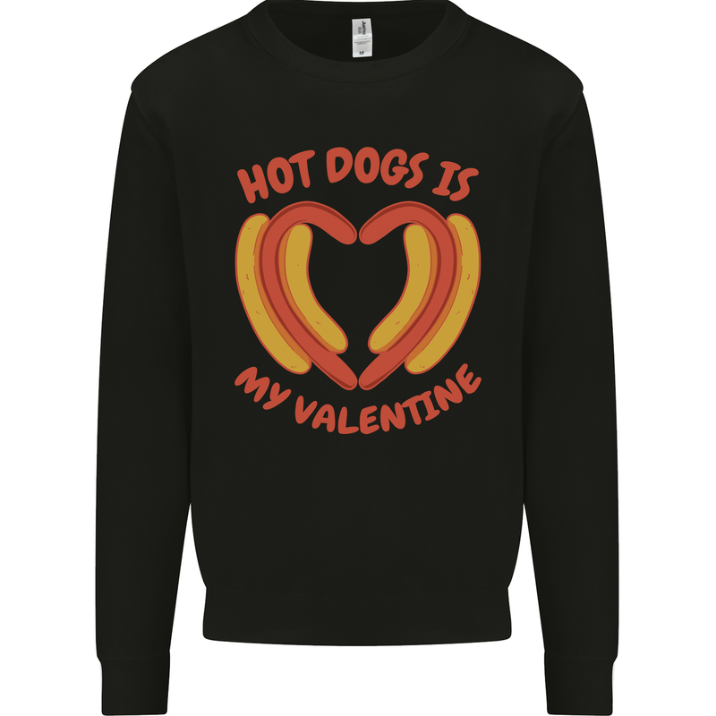 Hot Dog Anti Valentines Day Single Funny Kids Sweatshirt Jumper Black