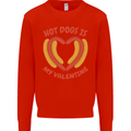 Hot Dog Anti Valentines Day Single Funny Kids Sweatshirt Jumper Bright Red