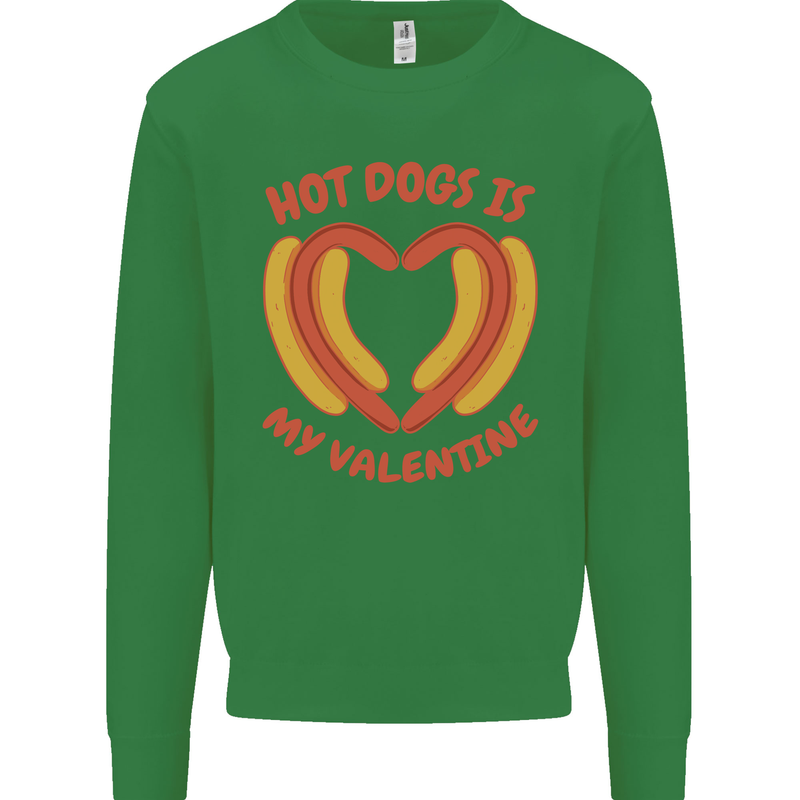 Hot Dog Anti Valentines Day Single Funny Kids Sweatshirt Jumper Irish Green