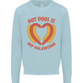 Hot Dog Anti Valentines Day Single Funny Kids Sweatshirt Jumper Light Blue