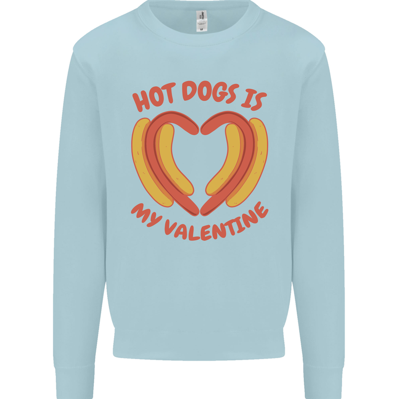 Hot Dog Anti Valentines Day Single Funny Kids Sweatshirt Jumper Light Blue
