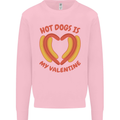 Hot Dog Anti Valentines Day Single Funny Kids Sweatshirt Jumper Light Pink