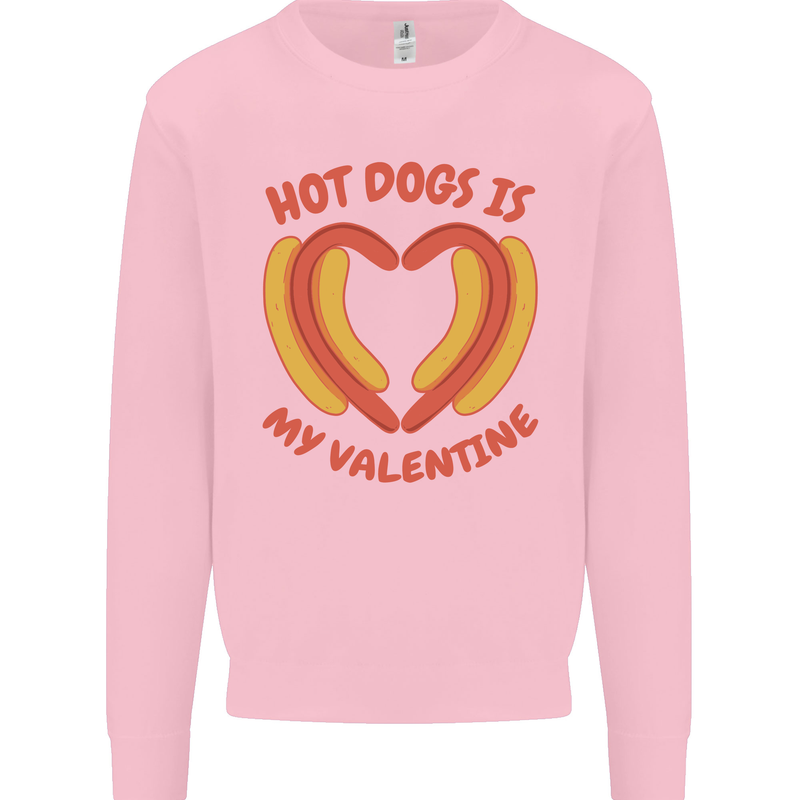 Hot Dog Anti Valentines Day Single Funny Kids Sweatshirt Jumper Light Pink