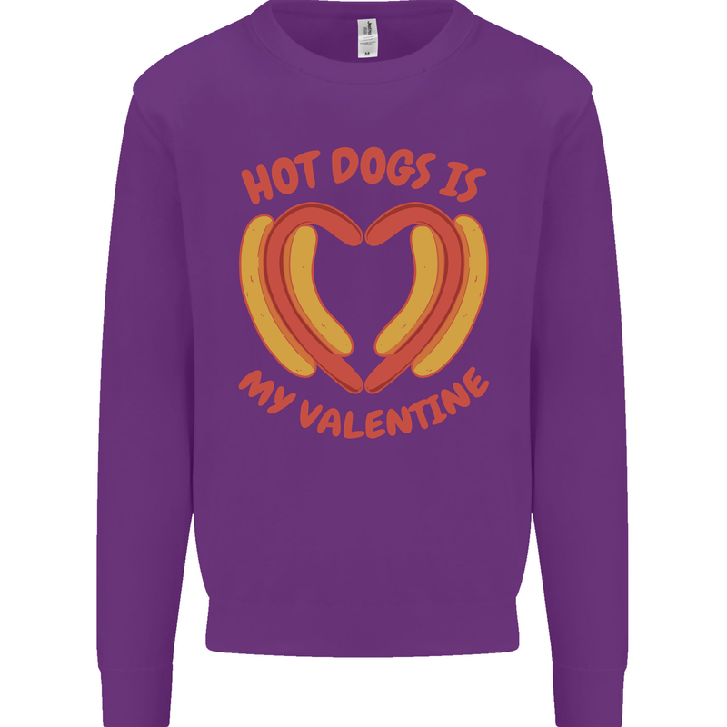 Hot Dog Anti Valentines Day Single Funny Kids Sweatshirt Jumper Purple