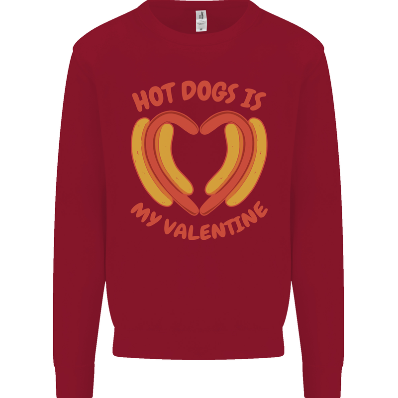 Hot Dog Anti Valentines Day Single Funny Kids Sweatshirt Jumper Red