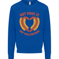 Hot Dog Anti Valentines Day Single Funny Kids Sweatshirt Jumper Royal Blue