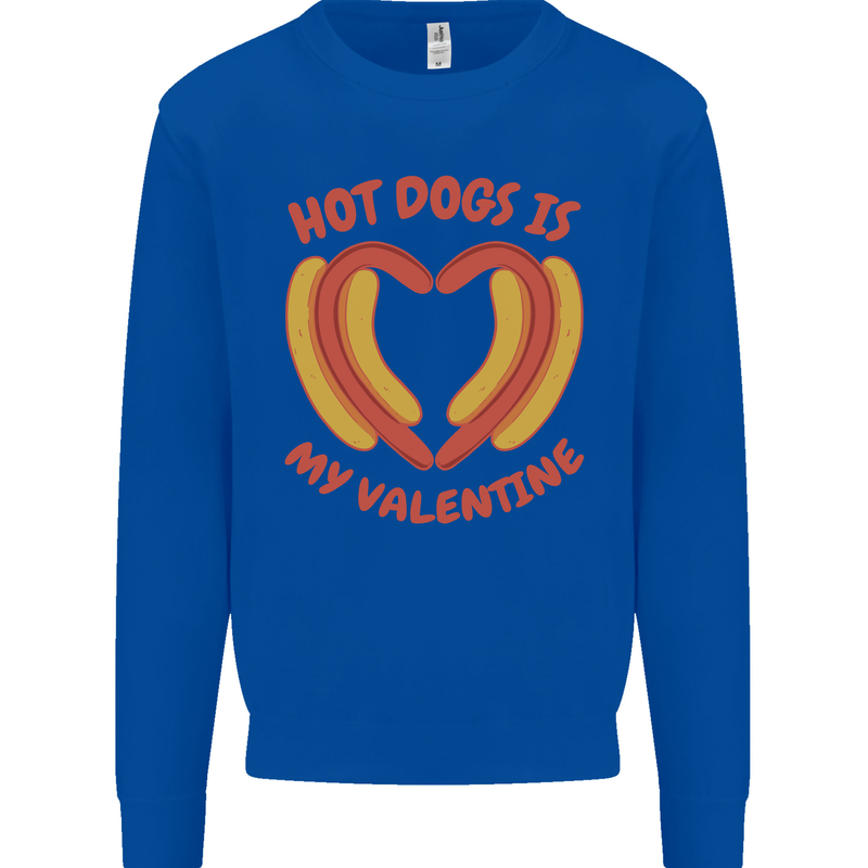 Hot Dog Anti Valentines Day Single Funny Kids Sweatshirt Jumper Royal Blue