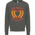 Hot Dog Anti Valentines Day Single Funny Kids Sweatshirt Jumper Storm Grey
