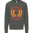 Hot Dog Anti Valentines Day Single Funny Kids Sweatshirt Jumper Storm Grey