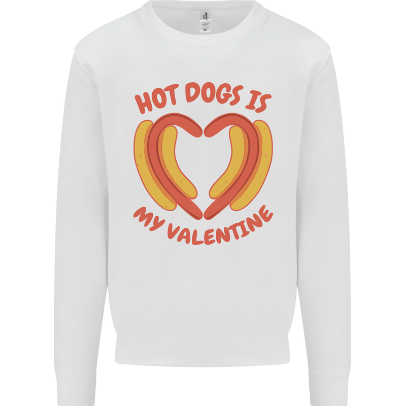 Hot Dog Anti Valentines Day Single Funny Kids Sweatshirt Jumper White