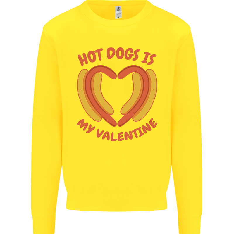 Hot Dog Anti Valentines Day Single Funny Kids Sweatshirt Jumper Yellow