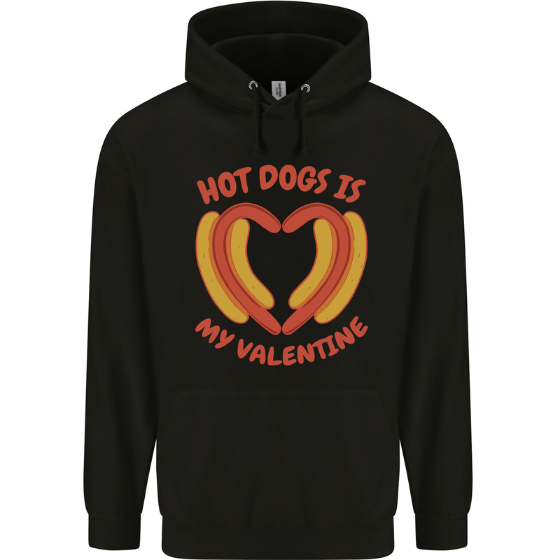 Hot Dog Anti Valentines Day Single Funny Mens 80% Cotton Hoodie Black