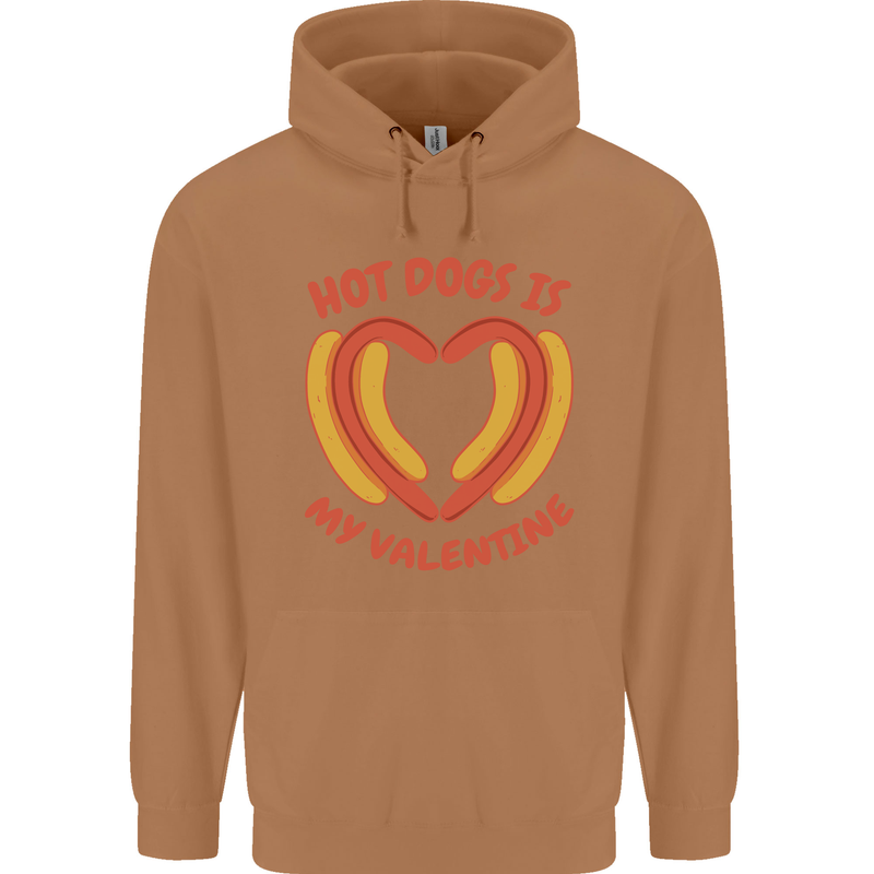 Hot Dog Anti Valentines Day Single Funny Mens 80% Cotton Hoodie Caramel Latte