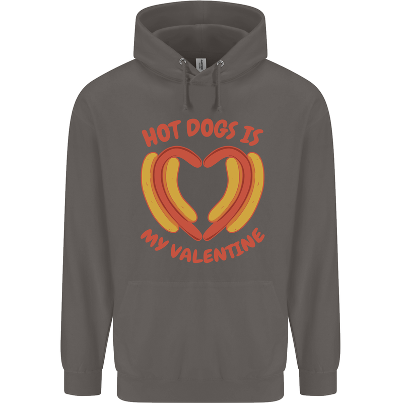 Hot Dog Anti Valentines Day Single Funny Mens 80% Cotton Hoodie Charcoal