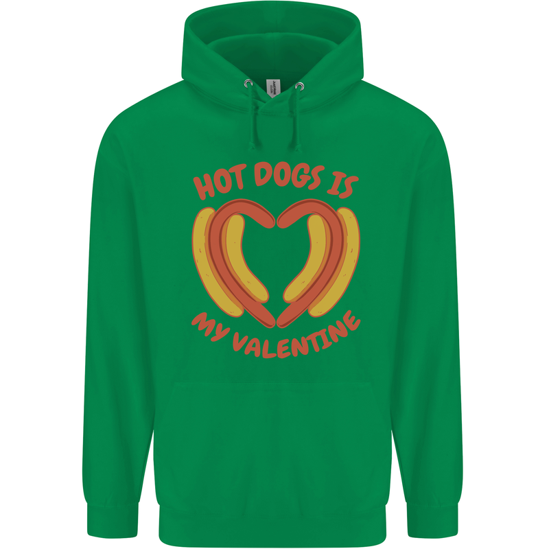 Hot Dog Anti Valentines Day Single Funny Mens 80% Cotton Hoodie Irish Green