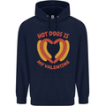 Hot Dog Anti Valentines Day Single Funny Mens 80% Cotton Hoodie Navy Blue