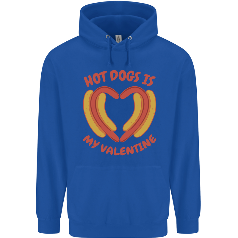 Hot Dog Anti Valentines Day Single Funny Mens 80% Cotton Hoodie Royal Blue