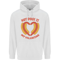 Hot Dog Anti Valentines Day Single Funny Mens 80% Cotton Hoodie White