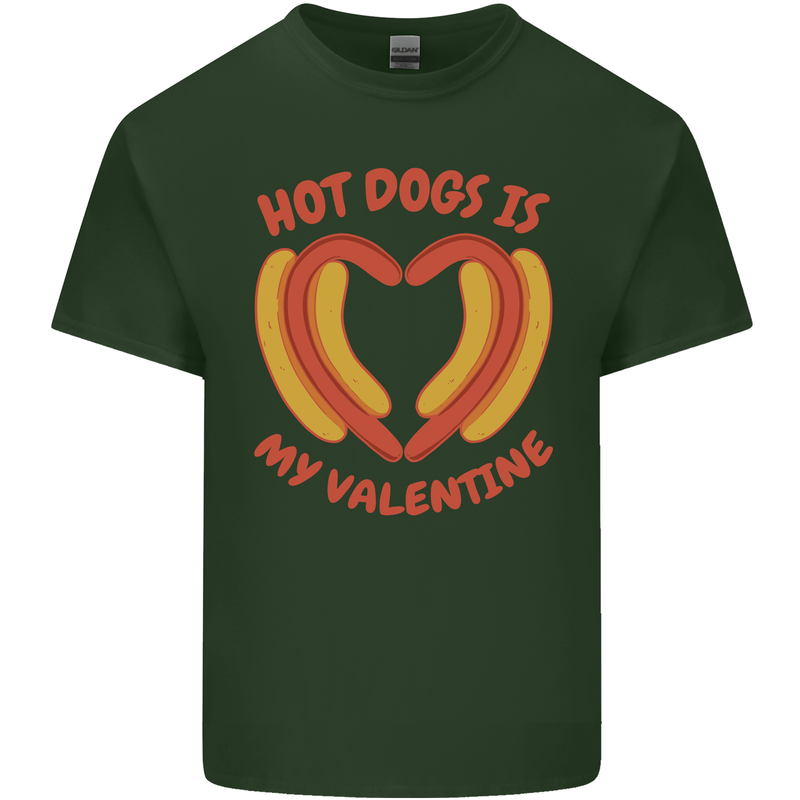 Hot Dog Anti Valentines Day Single Funny Mens Cotton T-Shirt Tee Top Forest Green