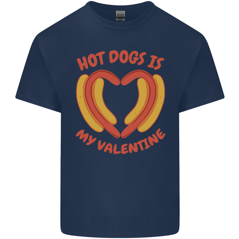 Hot Dog Anti Valentines Day Single Funny Mens Cotton T-Shirt Tee Top Navy Blue