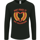 Hot Dog Anti Valentines Day Single Funny Mens Long Sleeve T-Shirt Black