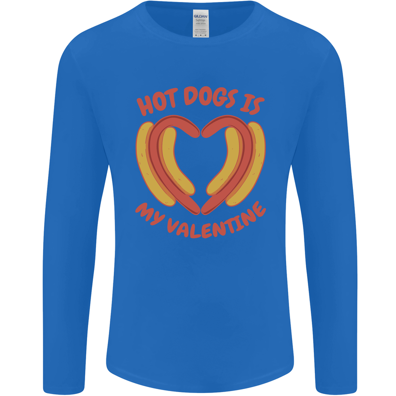 Hot Dog Anti Valentines Day Single Funny Mens Long Sleeve T-Shirt Royal Blue