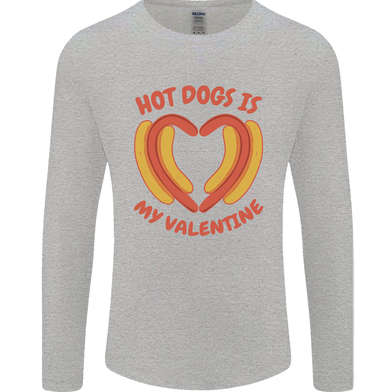 Hot Dog Anti Valentines Day Single Funny Mens Long Sleeve T-Shirt Sports Grey