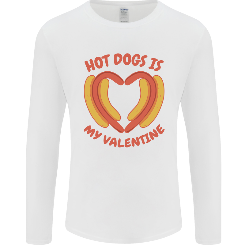 Hot Dog Anti Valentines Day Single Funny Mens Long Sleeve T-Shirt White