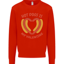Hot Dog Anti Valentines Day Single Funny Mens Sweatshirt Jumper Bright Red