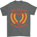 Hot Dog Anti Valentines Day Single Funny Mens T-Shirt 100% Cotton Charcoal