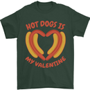 Hot Dog Anti Valentines Day Single Funny Mens T-Shirt 100% Cotton Forest Green