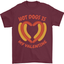 Hot Dog Anti Valentines Day Single Funny Mens T-Shirt 100% Cotton Maroon