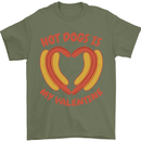 Hot Dog Anti Valentines Day Single Funny Mens T-Shirt 100% Cotton Military Green