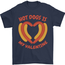 Hot Dog Anti Valentines Day Single Funny Mens T-Shirt 100% Cotton Navy Blue
