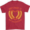 Hot Dog Anti Valentines Day Single Funny Mens T-Shirt 100% Cotton Red