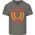 Hot Dog Anti Valentines Day Single Funny Mens V-Neck Cotton T-Shirt Charcoal