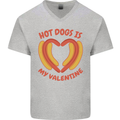 Hot Dog Anti Valentines Day Single Funny Mens V-Neck Cotton T-Shirt Sports Grey