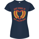 Hot Dog Anti Valentines Day Single Funny Womens Petite Cut T-Shirt Navy Blue