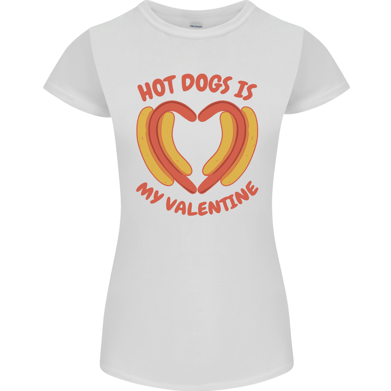 Hot Dog Anti Valentines Day Single Funny Womens Petite Cut T-Shirt White