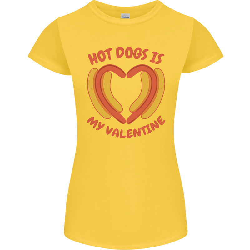 Hot Dog Anti Valentines Day Single Funny Womens Petite Cut T-Shirt Yellow