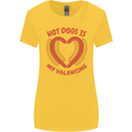 Hot Dog Anti Valentines Day Single Funny Womens Wider Cut T-Shirt Yellow