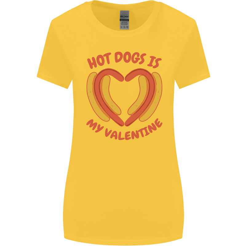 Hot Dog Anti Valentines Day Single Funny Womens Wider Cut T-Shirt Yellow