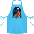 Hot Rod Santa Clause Hotrod Christmas Cotton Apron 100% Organic Turquoise