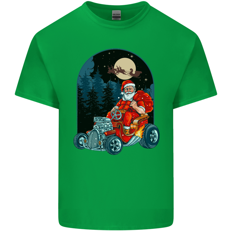 Hot Rod Santa Clause Hotrod Christmas Mens Cotton T-Shirt Tee Top Irish Green